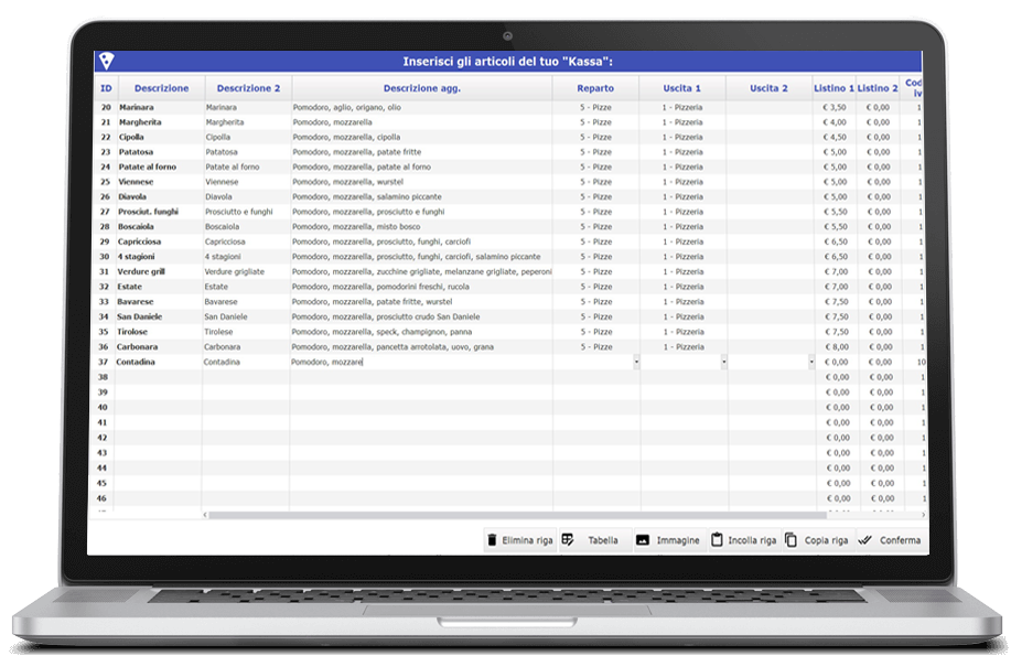 Fast Listino - Preparazione rapida menu